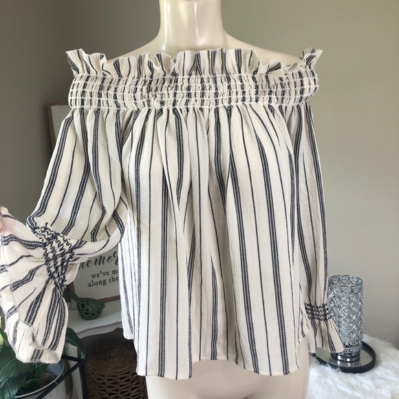 Wishful Thinking Tops - NWOT WISHFUL THINKING Boho stripped cream L blouse
